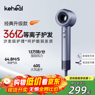 Keheal kesi high-speed hair dryer 3.6 billion plasma hair care power generation hair dryer household negative ion hair care quick-drying portable hair dryer travel recommended gift hc5p streamer silver
