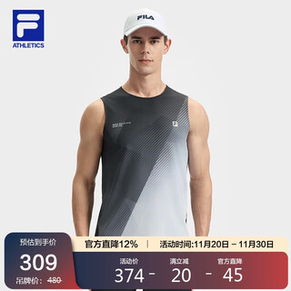Fila official huang jingyu same style men's knitted vest 2025 fitness sports basic all-over printed sleeveless top
