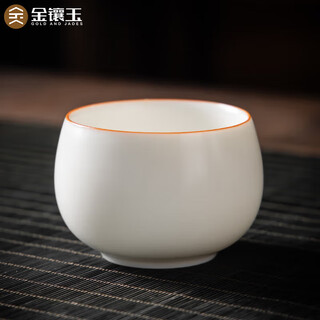Gold inlaid jade tea cup master cup tea set white ceramic ru kiln can be grown and opened to give a gift box white ru luohan cup