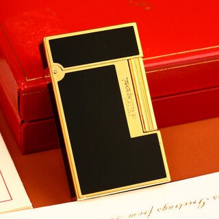 Dupont (s.t.dupont) second-hand 95 new s.t.dupont dupont inflatable loudspeaker lighter with gold and black chinese paint vertical mark ligne2 large size men's accessories luxury gift collection