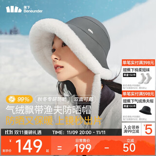 Beneunder aire terciopelo cálido sombrero de cinta de doble cara para mujer sombrero de otoño e invierno cálido sombrero de pescador gris noche cl45124