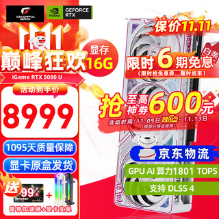 七彩虹（Colorful） iGame RTX 5080 显卡 Ultra 火神 16G 白色 电脑 电竞台式机 游戏显卡 RTX 5080 Ultra W OC16G 白色 【5080 单品丨全新保