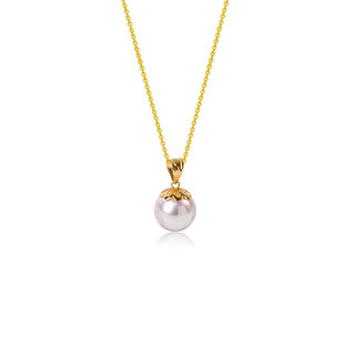 Zunding pearl-full 18k gold seawater pearl chinese south pearl white pearl pendant (including chain) 9-10mm white