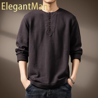 Elegantman high-end american retro henry collar sweater for men in spring and autumn heavyweight retro casual handsome bottoming long-sleeved sweater for men classic s _suitable for 90-110jin jin is equal to 0.5 kg