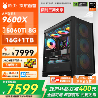 Fat bug amd ryzen r5 9600x/rtx5060ti 8g/16gb ddr5/1tb live design rendering desktop delta game assembly computer government subsidy complete machine