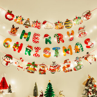 Onizi christmas decoration christmas flag 3-pack christmas decoration shopping mall window home christmas tree pendant luminous style