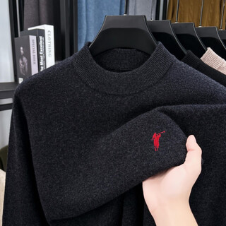 Polo sport paul cardigan men's winter sweater half turtle collar thickened warm top black gray m 48 recommended 90-110jin jin equals 0.5 kg