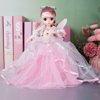 Shantou lincun creative anime mermaid doll with lights and music girl toy cute wedding dress princess birthday gift elf fairy pink 30cm (with music)