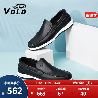 Volo rhino men's shoes peas shoes breathable business casual shoes men's slip-on soft sole sheepskin shoes black 42