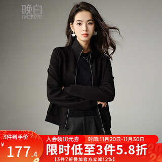 Late white new product 2025 autumn style this year's popular style turtleneck top versatile fashion jacket quality jacket women black l