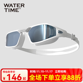 Watertime swimming goggles myopia waterproof anti-fog coating high-definition large frame men's and women's professional swimming goggles equipment iceland aurora flat light no degree