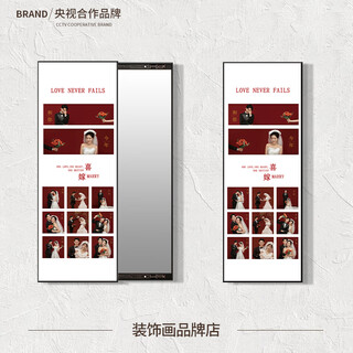 Sliding full-length mirror full-body decorative painting wufulinmen 2024 new wedding photo customization invisible mirror closed cover m2558 wedding photo customization c 11 photos 100*30cm door-to-door x aluminum alloy black frame +1