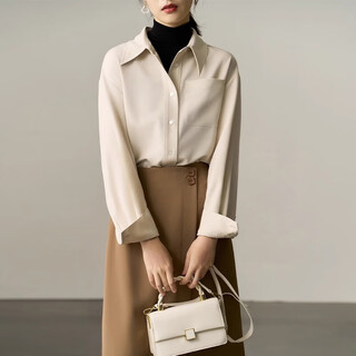 Lady bird off-white layered shirt women's autumn and winter high-end interview commuter top professional suit with shirt