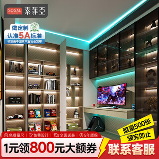 Sofia e-sports room space customization game and entertainment space whole house customized wardrobe e-sports display cabinet double computer desk yuan/sqm customized cabinet