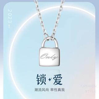 Wanfulong platinum necklace women's pt950 platinum lock pendant women's clavicle chain niche design stacking jewelry platinum pt950 niche design lock pendant 3.08g