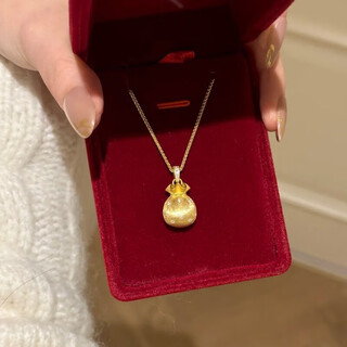 Priggs old phoenix gold store jinbao golden money bag brushed texture blessing bag pendant necklace for women new country