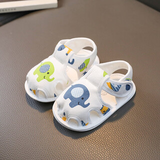 Baby sandals summer soft soled toddler shoes 1 year old boy baby 8 months pre-step shoes infant and toddler indoor cloth shoes anti-slip 13-1 little elephant sandals 11 inner length cm_about 0-6 months