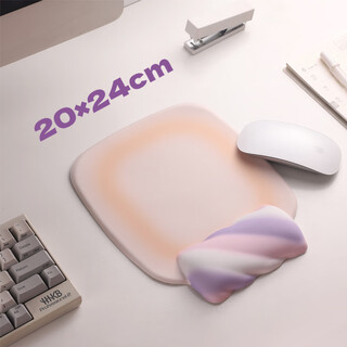 KPTE【可爱棉花糖】人体工学护腕鼠标垫粉色鼠标护手腕托滑鼠垫子女生硅胶防滑 紫粉