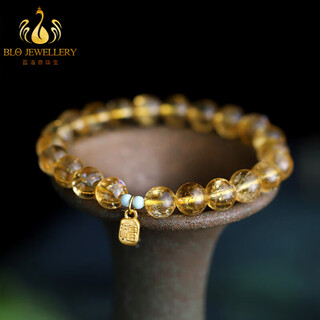 Bailuoqi zenyuan brazilian citrine bracelet women's 999 gold fortune tag accessory bracelet citrine beads 6mm