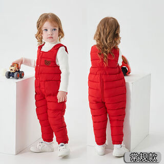 2025 winter children's overalls baby one-piece down cotton pants suit boys girls children thickened long cotton pants red regular style 80cm 73 codes 70-80cm