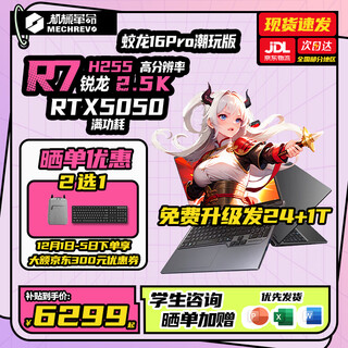 机械革命（MECHREVO）蛟龙16Pro 2025游戏本 机器R7/R9HX满血RTX5060/5070ti 高性能游戏潮玩电竞显卡办公笔记本电脑 锐龙8核R7H|5050|16G+1T苍岩灰 热销