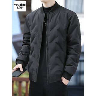 Yishion official baseball stand collar cotton jacket men's winter lightweight short cotton thickened trendy brand casual cotton jacket cotton jacket men's flagship official my882 black 2xl 130-145jin jin is equal to 0.5 kg
