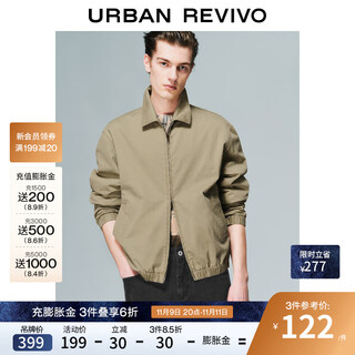 Ur2025 new autumn men's american casual loose double zipper jacket umm150007 khaki s