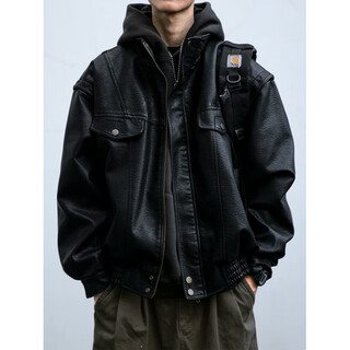 Stylish american retro pebbled leather jacket for men in autumn and winter new handsome motorcycle suit short workwear stand collar jacket trendy black windproof and warm 3xl (suitable for 185-205jin jin is equal to 0.5kg)