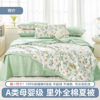 Fantasy summer quilt inside and outside air-conditioned quilt machine washable thin summer quilt four-piece single quilt lime 110x150cm single summer quilt kindergarten/children