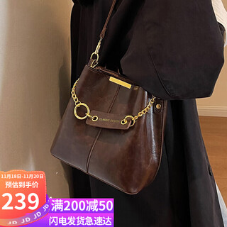 Yuyula cowhide bag women's bag bucket bag large capacity commuter shoulder crossbody birthday gift high-end gift to girlfriend and wife