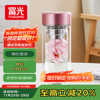 Fuguang double-layer glass tea cup tea separation cup high borosilicate straight water cup office car lady 255ml