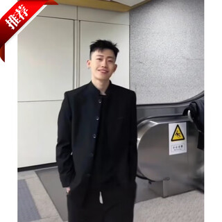 Jiaye high-end handsome new chinese tunic jacket men's spring and autumn zhao shanhe same style casual stand collar suit jacket trend #black single jacket l recommended 105-120jin jin equals 0.5 kg
