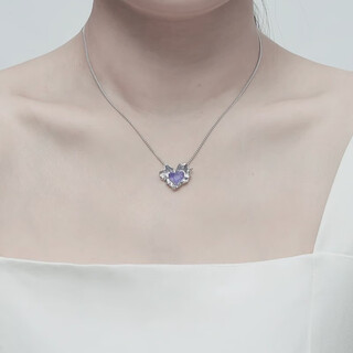 Pleated love sterling silver necklace light luxury women's niche design exquisite high-end valentine's day birthday gift tanzanite purple