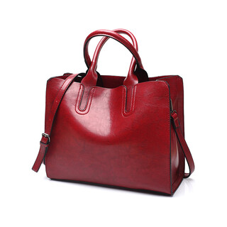 New high-end women's bag bucket big bag trendy korean style western girl shoulder bag versatile wide shoulder strap crossbody bag red