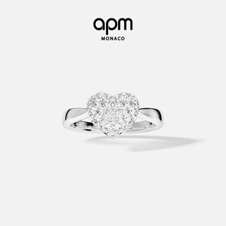 Apm monaco love ring silver white pavé heart-shaped design simple hand jewelry gift