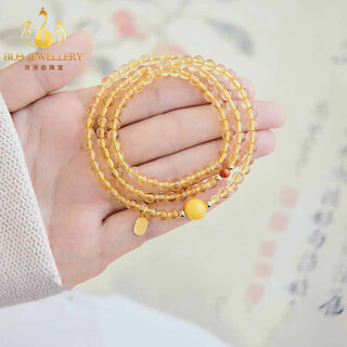 Bailuoqi natural citrine multi-circle bracelet for women, three-circle stacked beads, 108 beads, 6mm three-circle beads