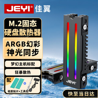 佳翼（JEYI）M.2 RGB硬盘散热器 NVME固态散热马甲 炫彩灯效同步 SSD散热片 全铝机身 适用三星西数联想致态