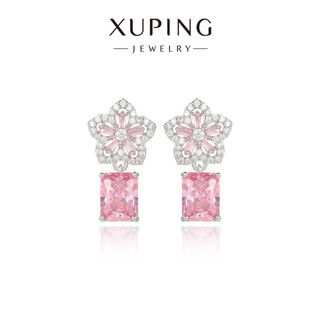 Xuping xuping jewelry alloy fairy cool temperament inlaid artificial stone three-dimensional peach blossom rock candy earrings fashion light luxurious sweet earrings earrings