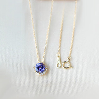 Xidian natural tanzanite 18k gold necklace light luxury amethyst fashion simple pendant for women as gifts for friends and relatives natural tanzanite necklace