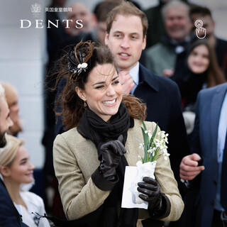 Dents princess kate's same style light luxury touch screen gloves for women autumn and winter shearling cashmere lining spring festival gift 7-2061 black/red lining s