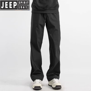 Jeep spirit2025 new autumn and winter boys casual pants loose sports pants winter velvet jacket pants outdoor hiking pants black regular xl