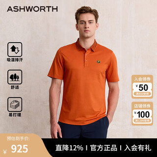 Ashworth comfortable cotton spring and summer new knitted lapel short-sleeved polo shirt men's dopamine versatile commuter lapel t-shirt o1-salmon m