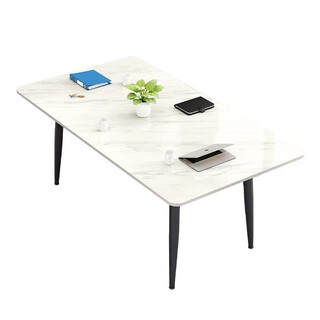 语森忆长方形洽谈桌椅组合长桌8人培训桌接待小会议桌 浅蓝色