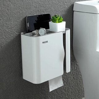 Shantou lincun bathroom tissue box toilet paper paper roll toilet paper household wall-mounted punch-free waterproof storage rack milk white waterproof magnetic door opening paper universal