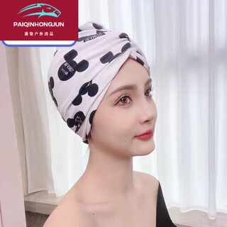Vinoa long and short hair, fashionable and cute ear-protecting fabric swimming cap, good-looking, hot spring swimming cap for women with small face, 2001 black mickey hat + nose clip earplugs