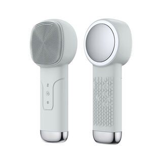 Mist-free ultrasonic facial cleanser electric silicone facial pore deep cleaning beauty facial cleanser for men and women light gray