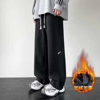 Playboy 2025 autumn and winter heavy velvet pants black casual pants men's pants loose straight pants sports pants wide leg pants black velvet xl