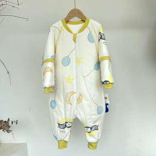 Shangyingguo baby sleeping bag autumn and winter pure cotton constant temperature baby split-leg sleeping bag anti-kicking quilt artifact children's sleeping bag yellow penguin 100cm