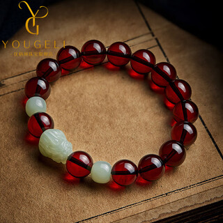 Yogurt blood amber bracelet amber beeswax men's buddha beads wenwan hetian jade pixiu bracelet men's transfer beads beads 10mm