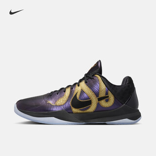Nike kobe 5 men's and women's lightweight practical basketball shoes winter anti-torsion low-top nike kobe 5 ib4481 500 eggplant purple/black/metallic gold 43